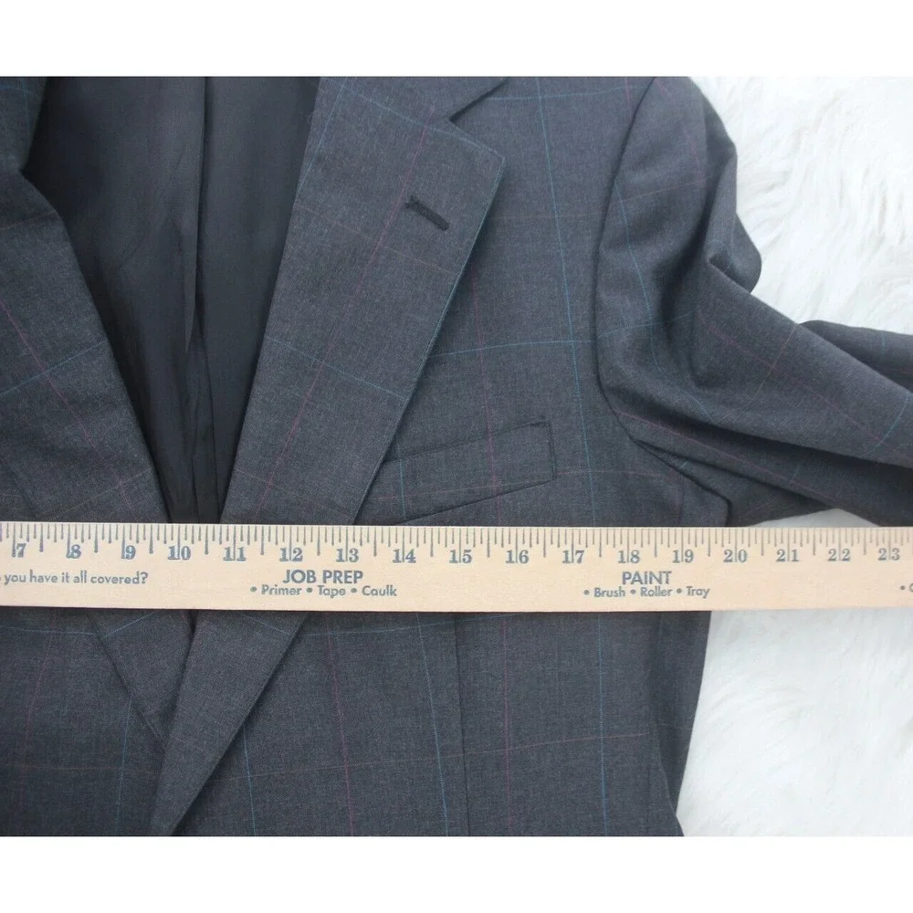 Polo University Club Blazer 40R Gray Windowpane Ralph Lauren Logo USA Sport Coat